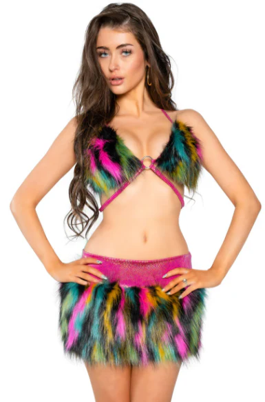 Faux Fur Skirt - JR225 Black