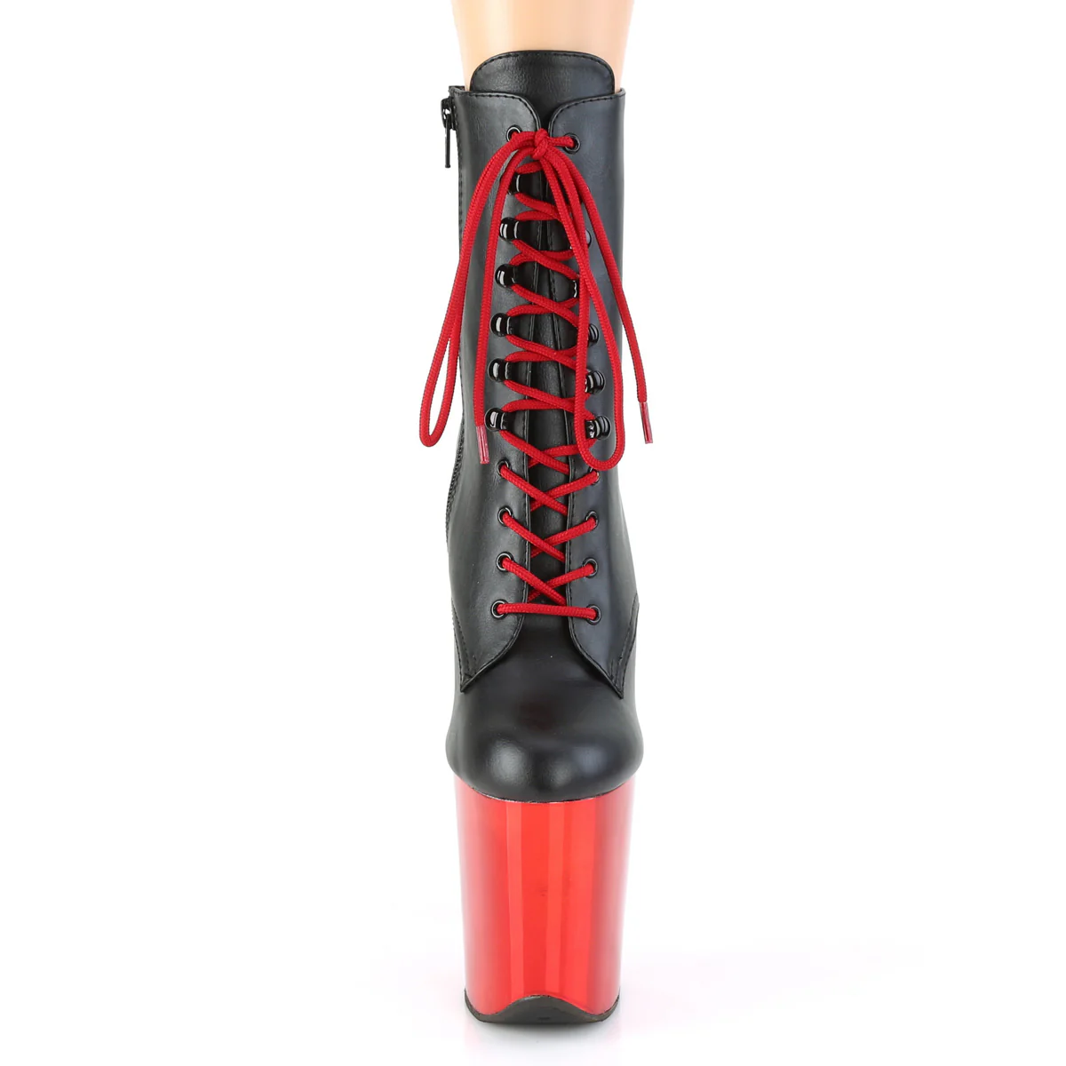 FLAMINGO-1020  Black Faux Leather/Red Chrome - Image 2