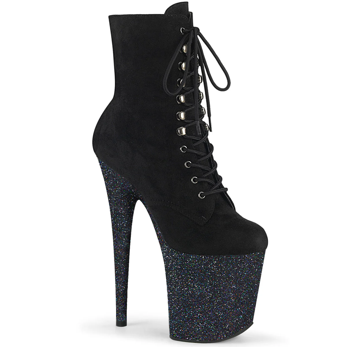 FLAMINGO-1020FSMG Black Faux Suede/Black Multi Mini Glitter