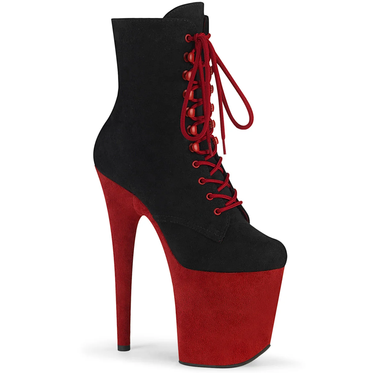 FLAMINGO-1020FSTT Black Faux Suede/Red Faux Suede