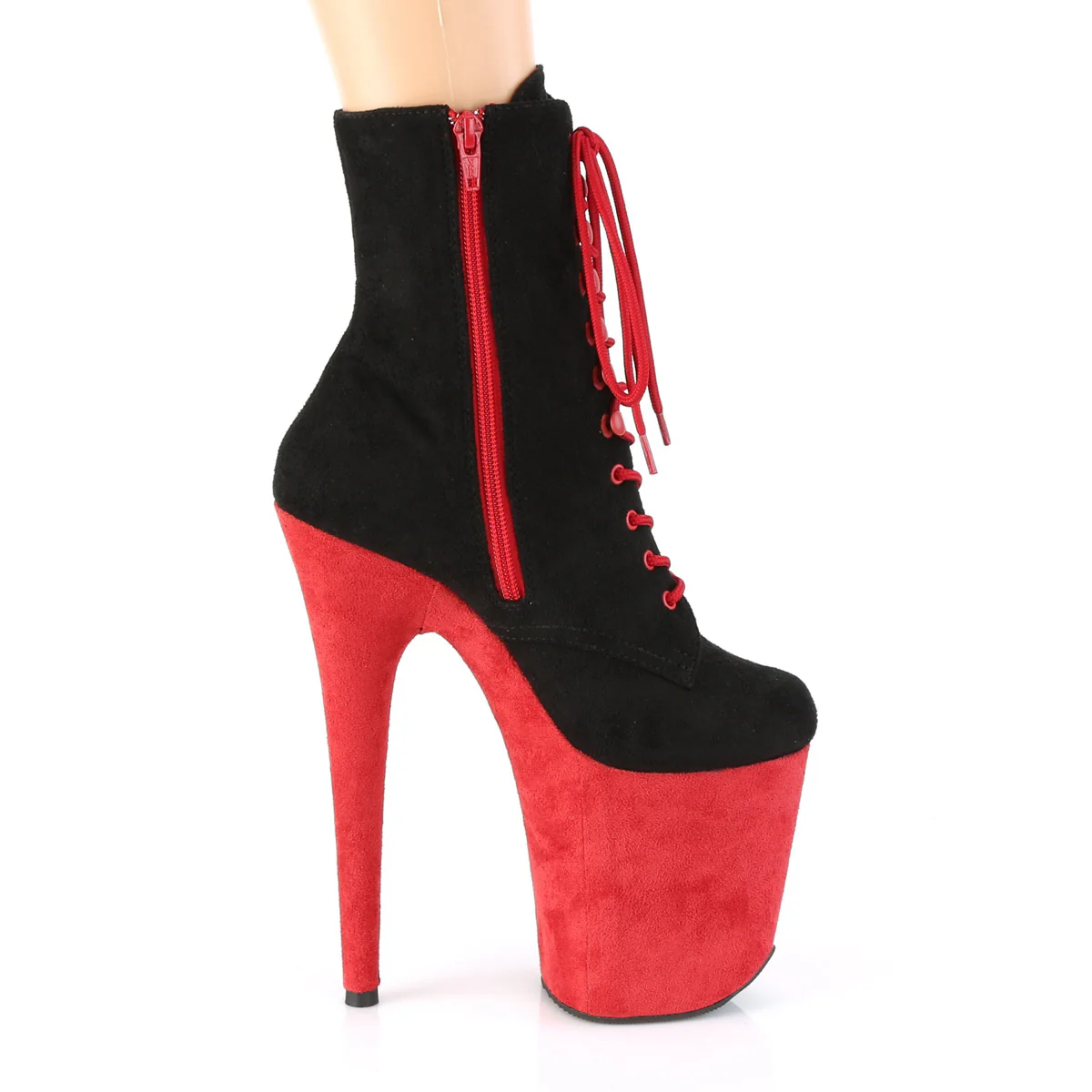 FLAMINGO-1020FSTT Black Faux Suede/Red Faux Suede - Image 5