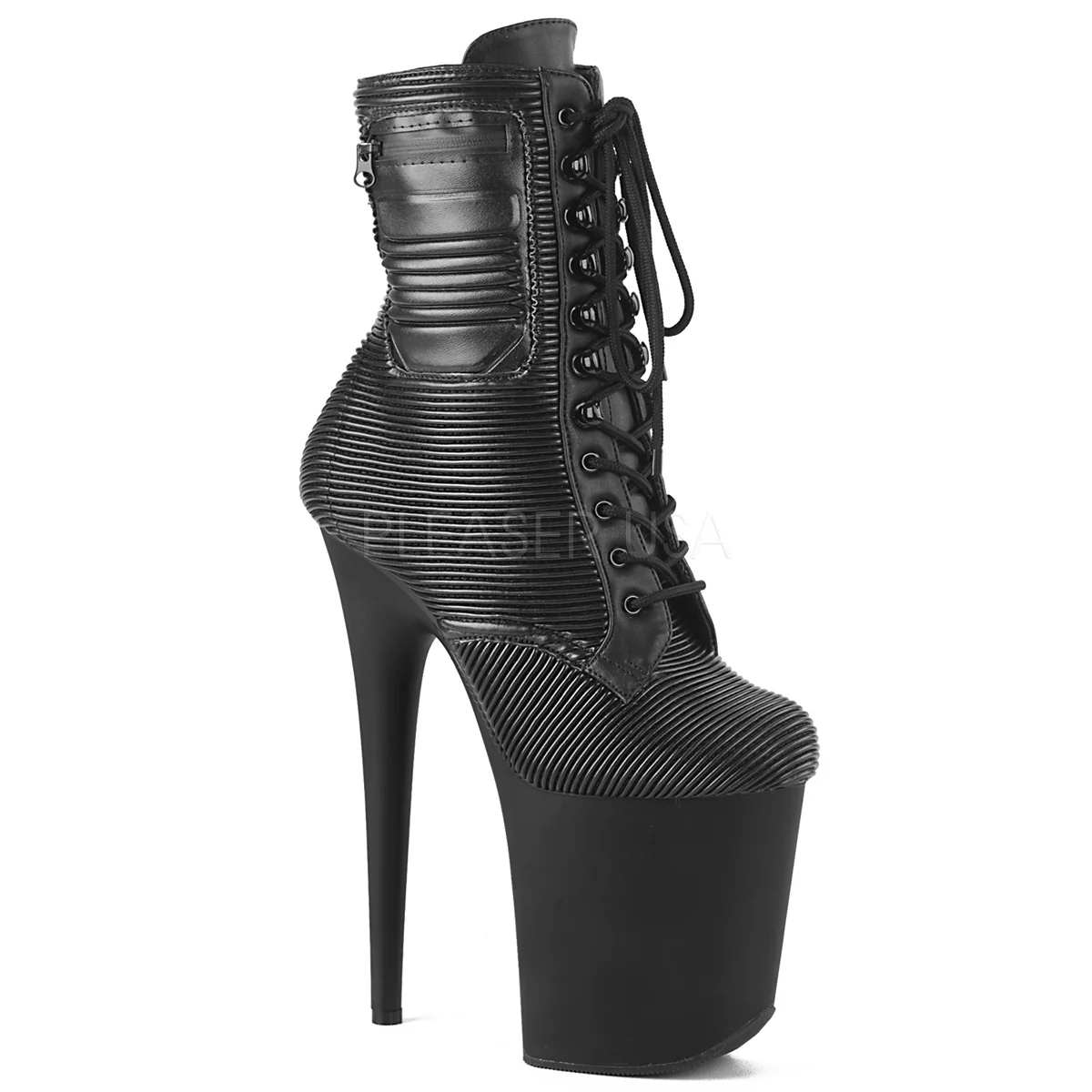 FLAMINGO-1020PK Black Quilted Faux Leather/Black Matte