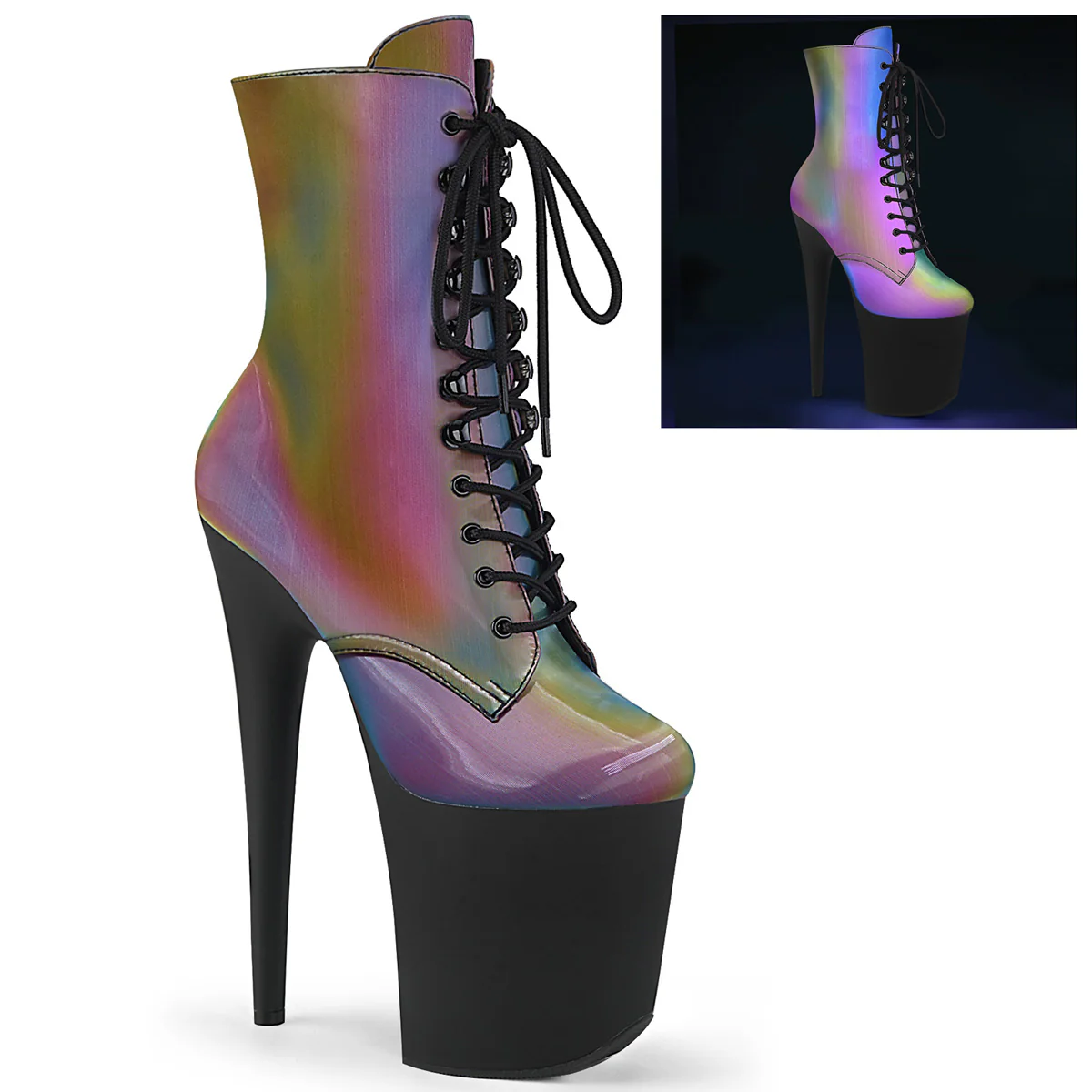 FLAMINGO-1020REFL  Green Multi Reflective/Black Matte