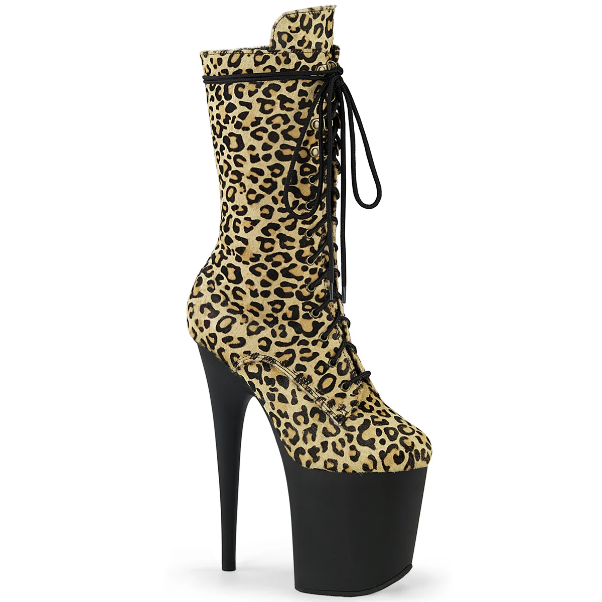 FLAMINGO-1050LP  Leopard Print Pony Hair/Black Matte