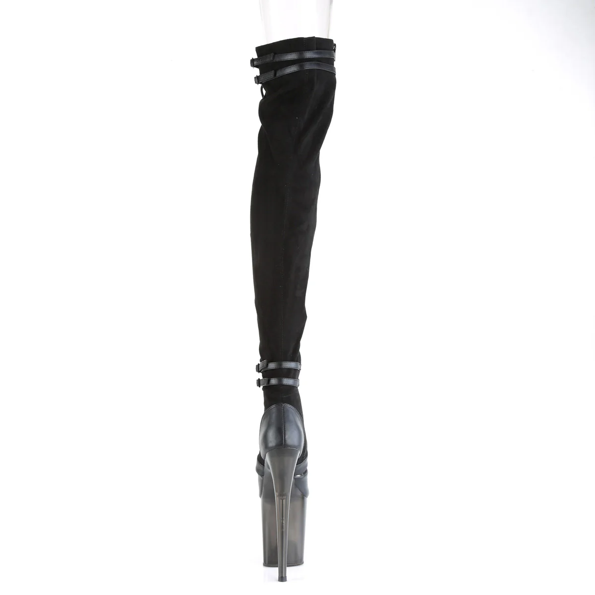 FLAMINGO-3027 Black Faux Suede-Faux Leather/Frosted Black - Image 4