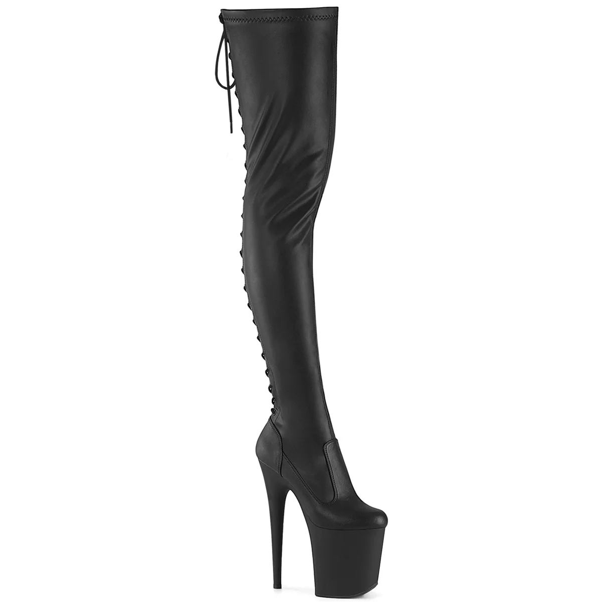 FLAMINGO-3850  Black Stretch Faux Leather/Black Matte