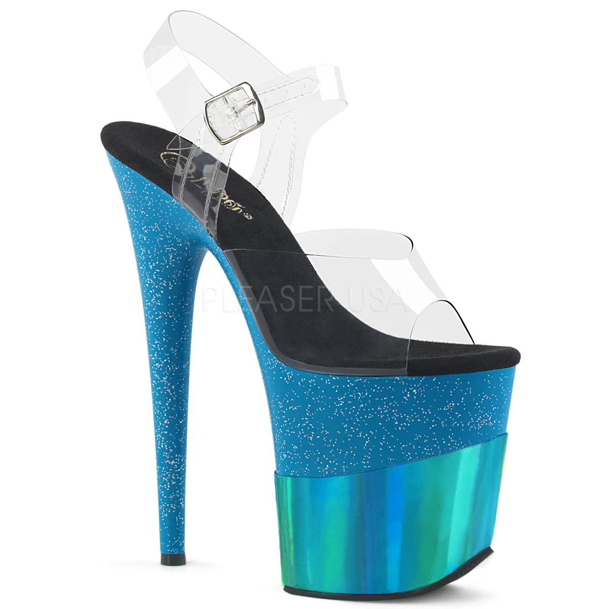 FLAMINGO-808-2HGM Clear/Turquoise Glitter-Hologram