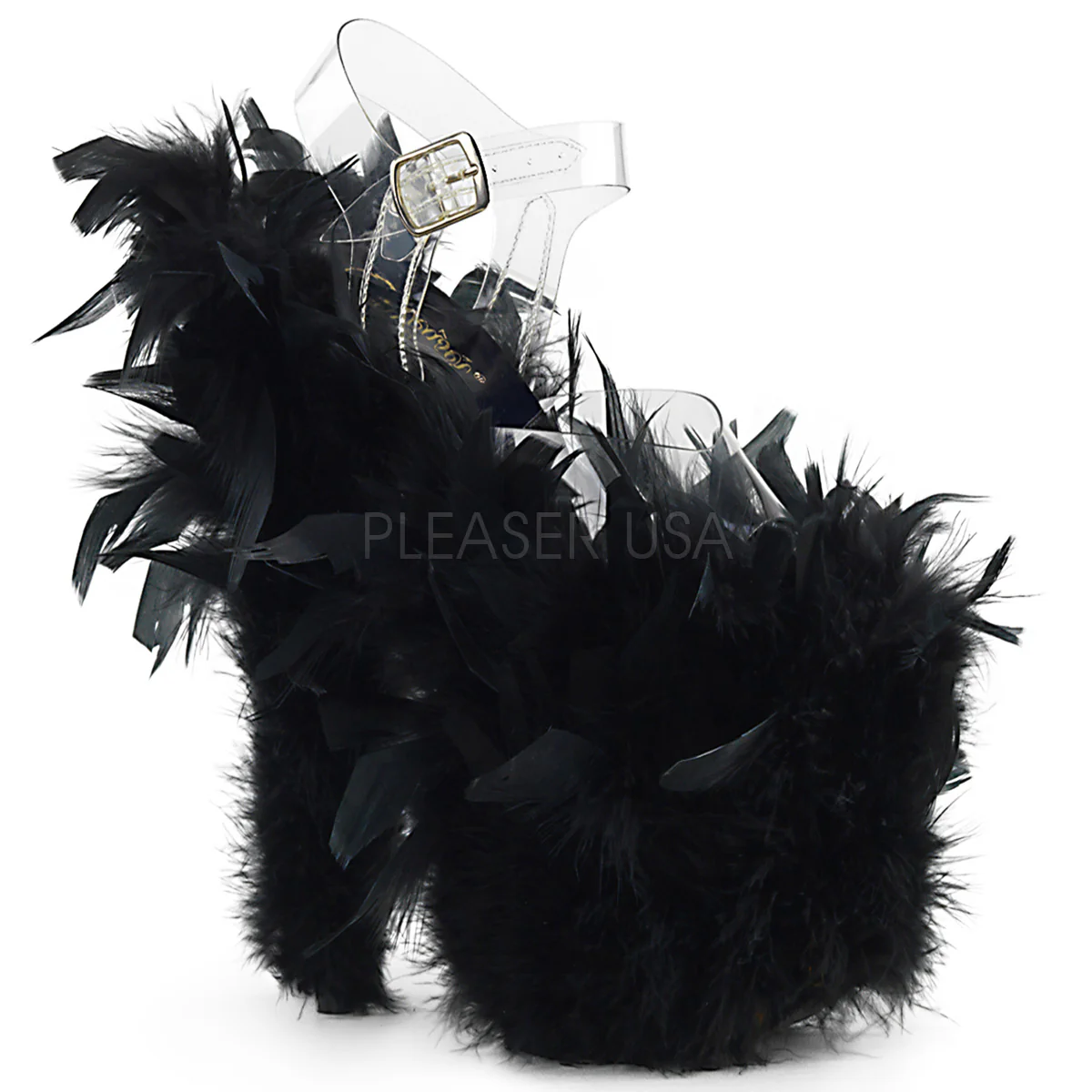 FLAMINGO-808F Clear/Black Marabou Feather