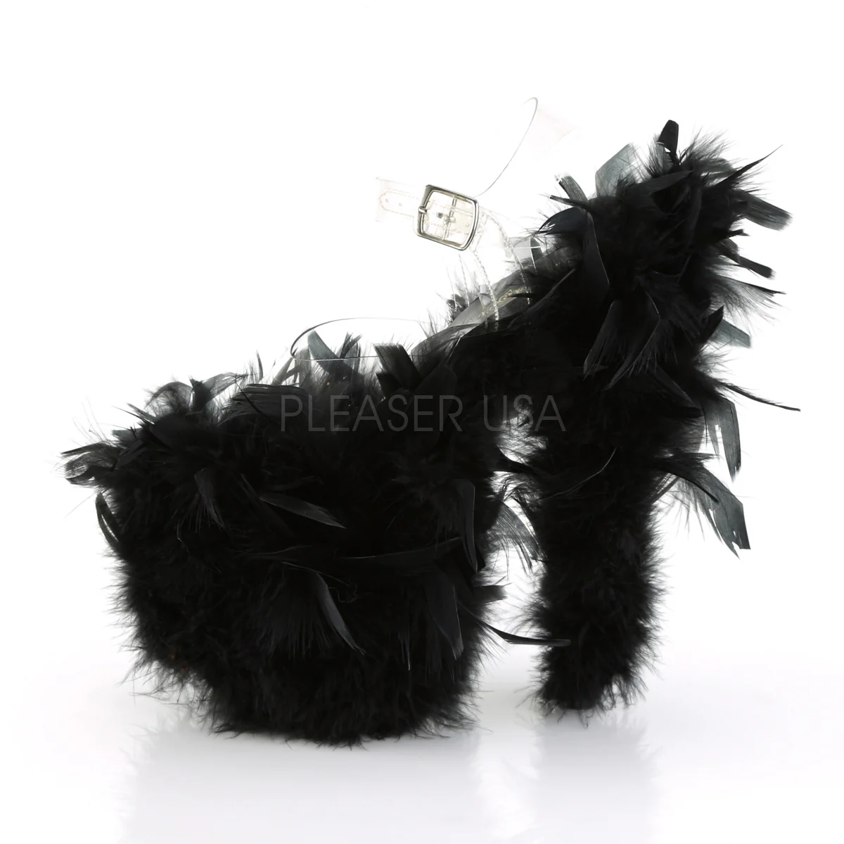 FLAMINGO-808F Clear/Black Marabou Feather - Image 2