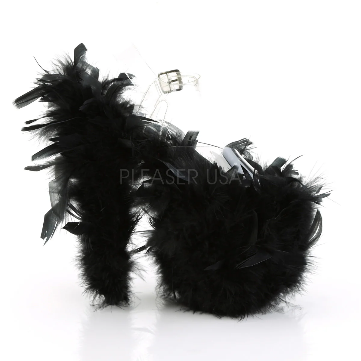 FLAMINGO-808F Clear/Black Marabou Feather - Image 4