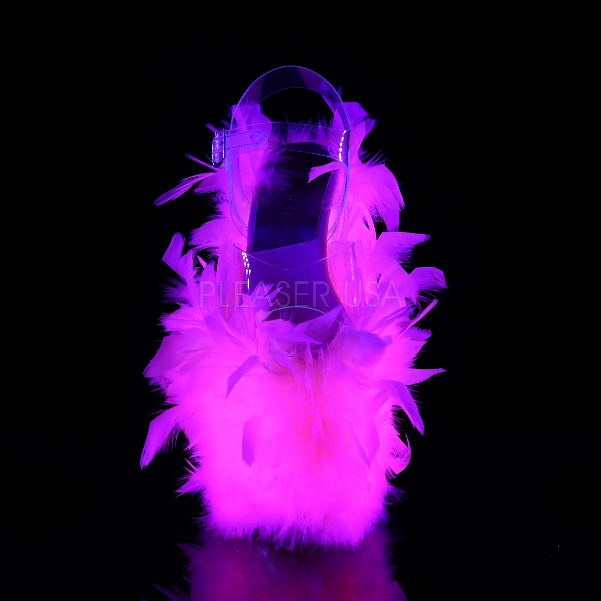 FLAMINGO-808F Clear/Neon Pink Marabou Feather - Image 2