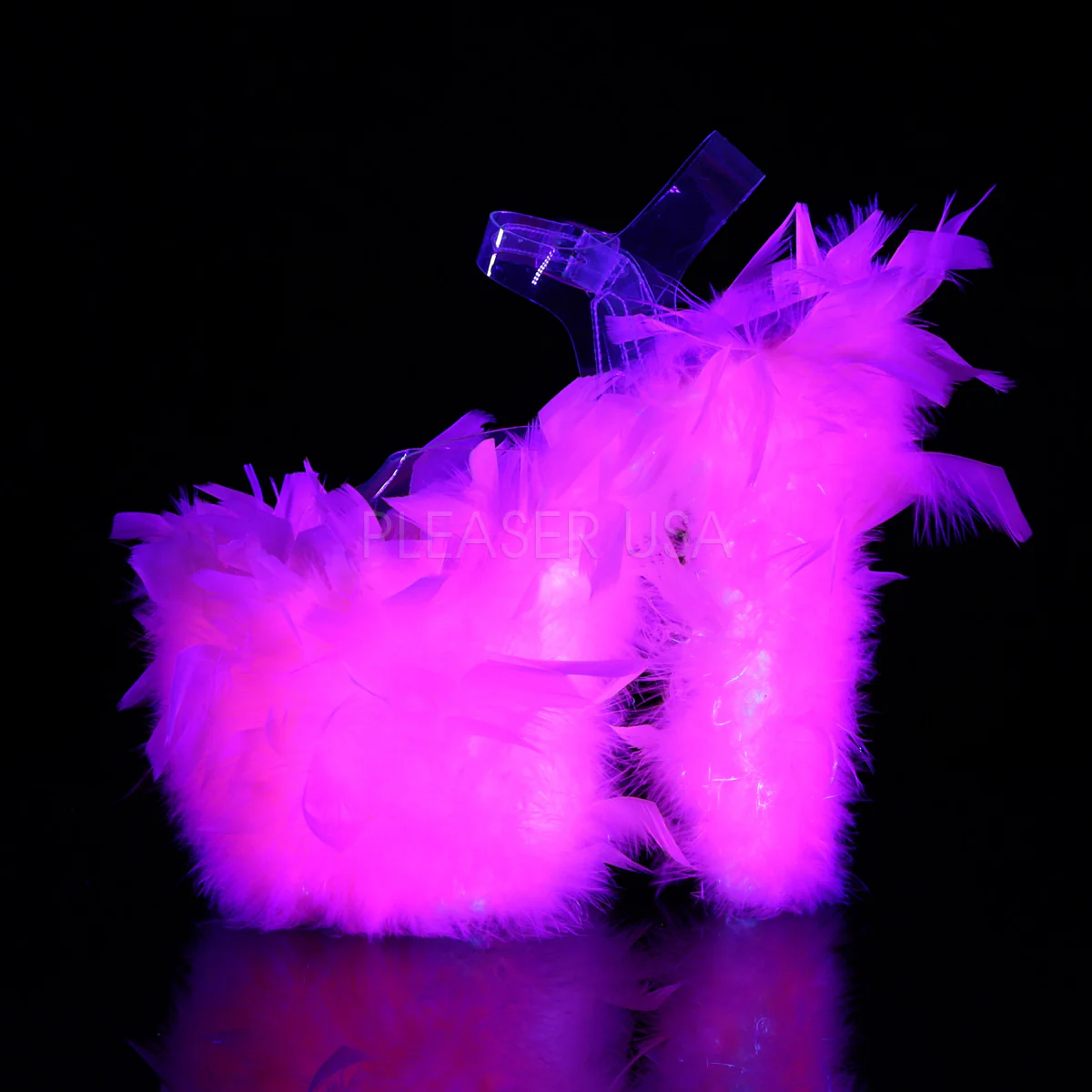 FLAMINGO-808F Clear/Neon Pink Marabou Feather - Image 3