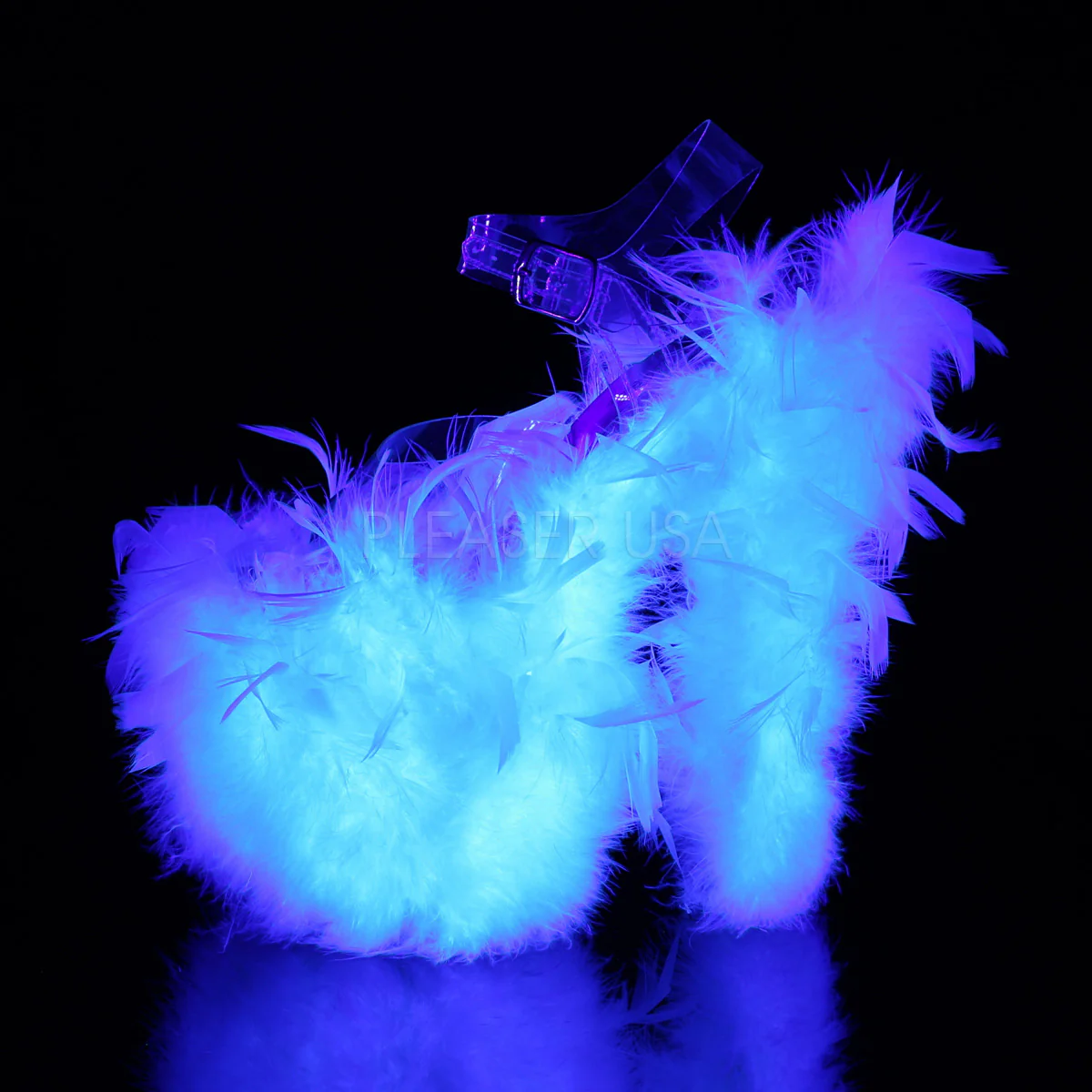 FLAMINGO-808F  Clear/Neon White Marabou Feather - Image 2