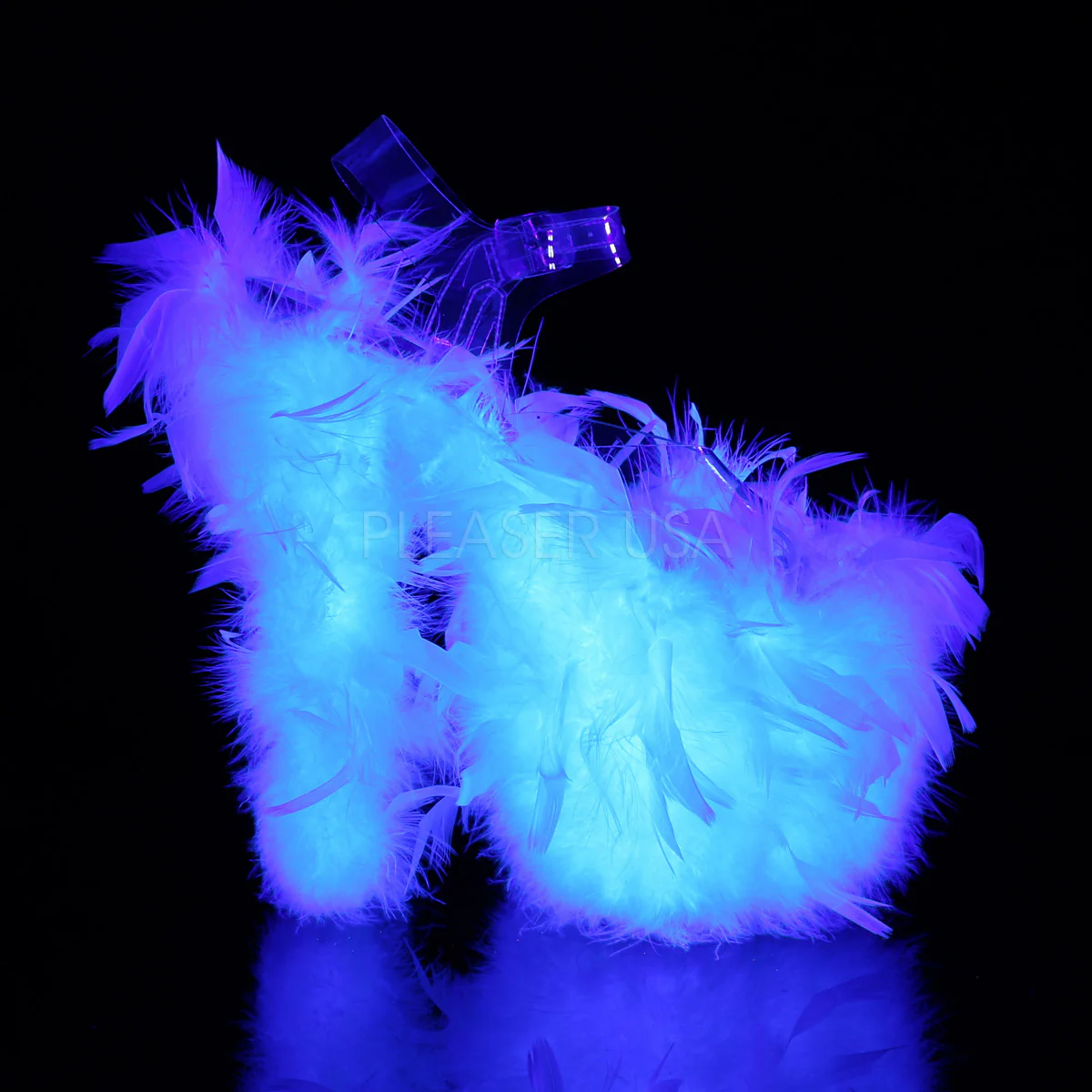 FLAMINGO-808F  Clear/Neon White Marabou Feather - Image 4