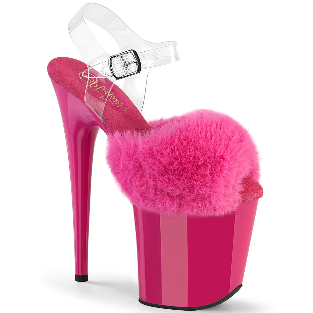 FLAMINGO-808FUR  Fuchsia Faux Fur-Clear TPU/Fuchsia