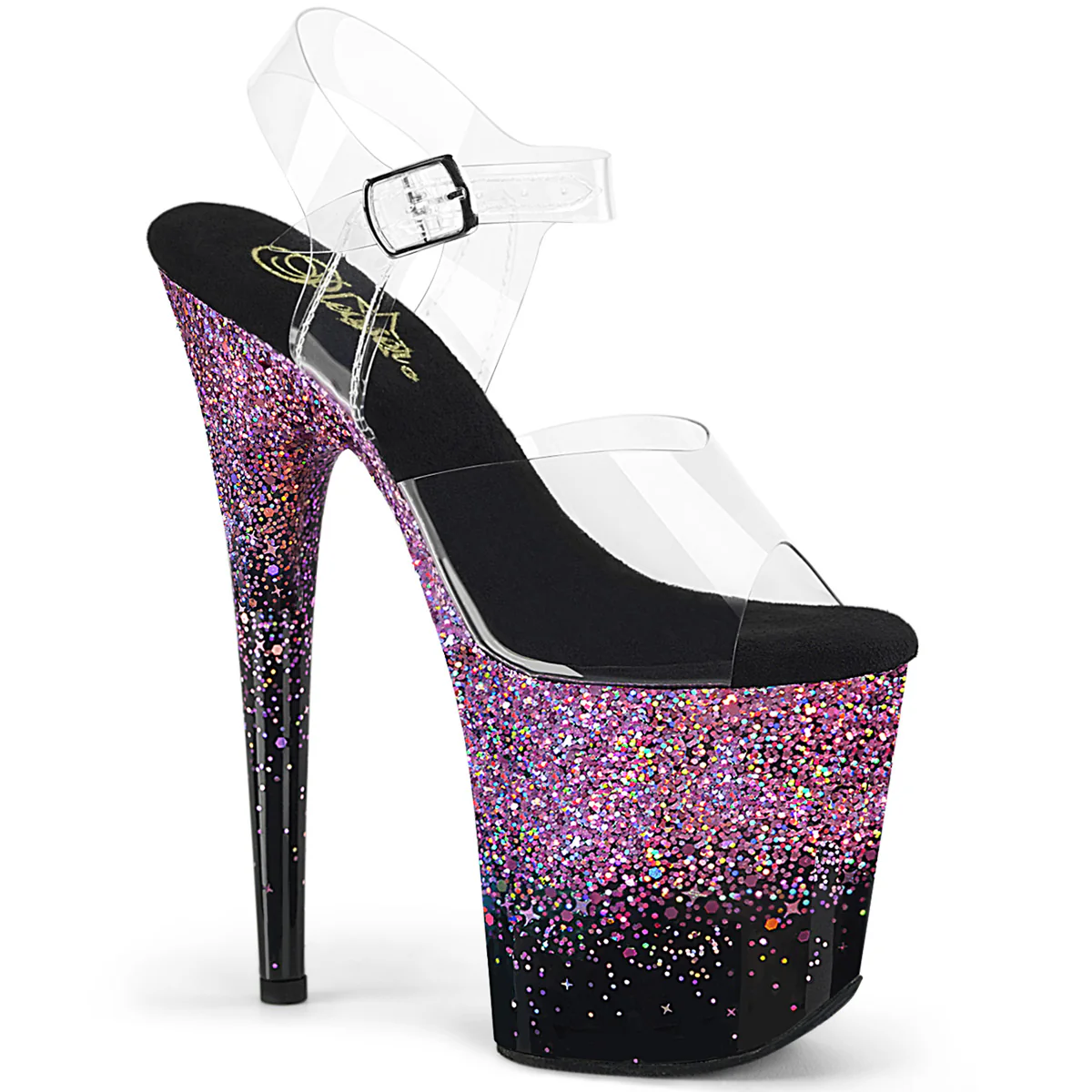 FLAMINGO-808SS  Clear/Black-Purple Multi Glitter