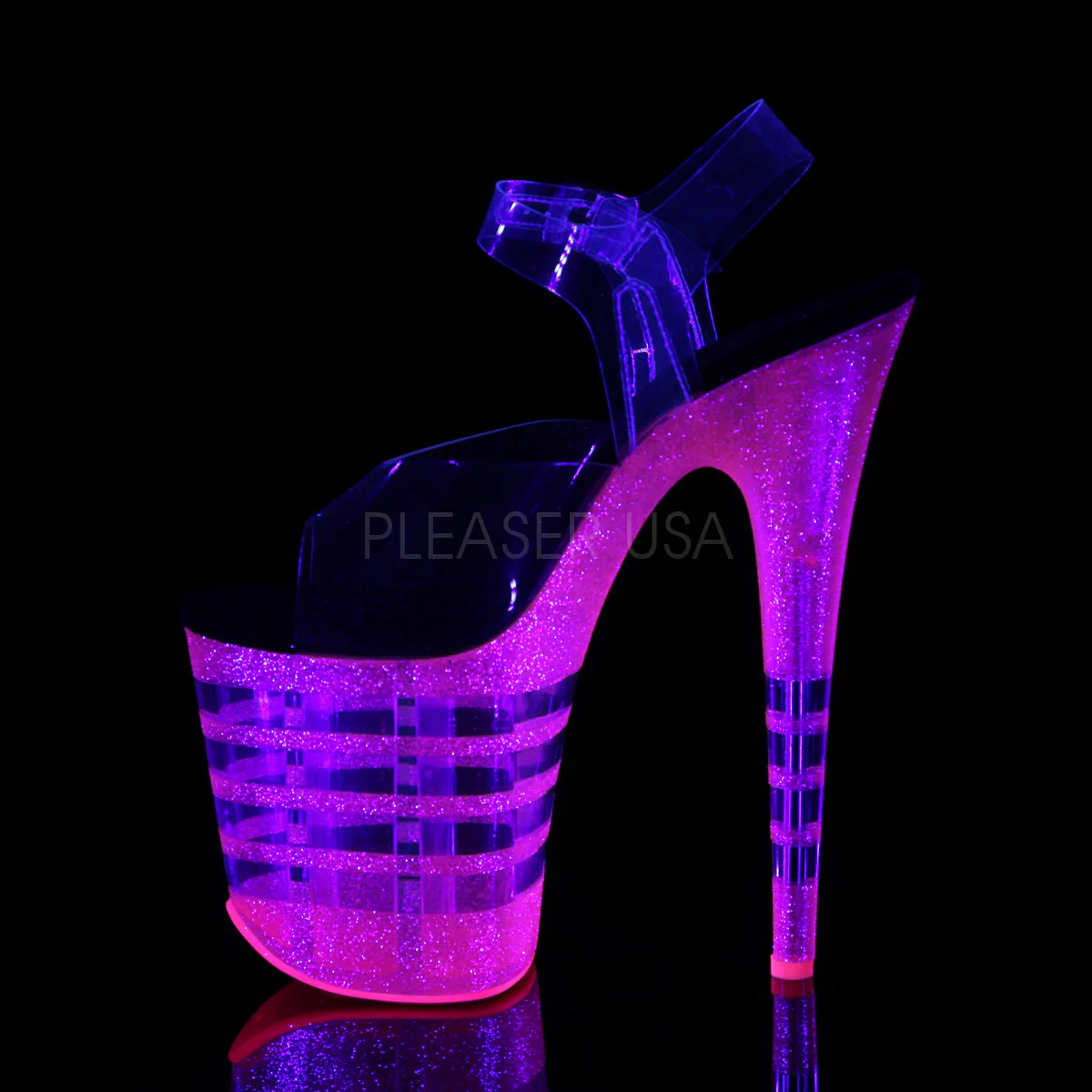 FLAMINGO-808UVLN  Clear/Neon Bubble Gum Pink Glitter - Image 3