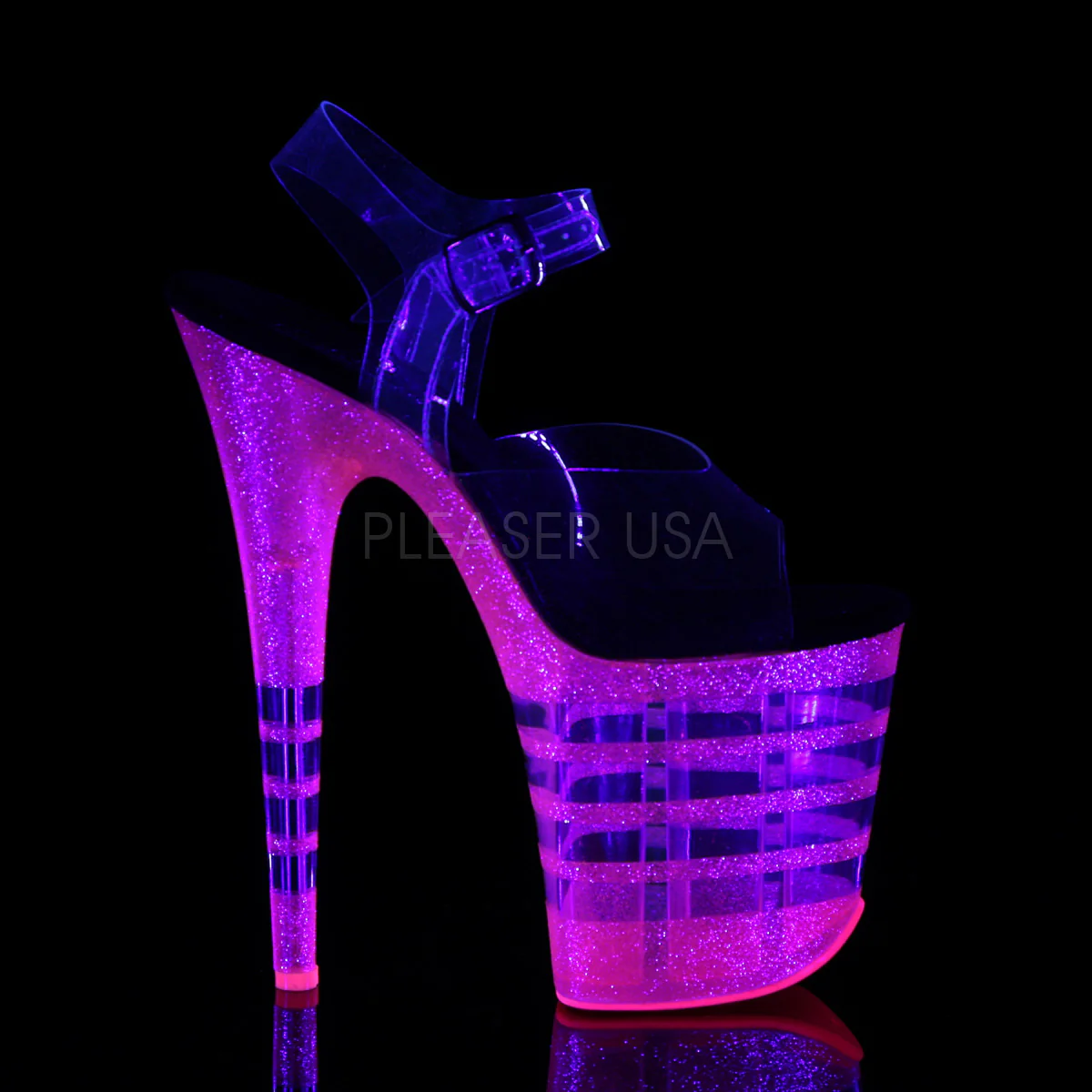 FLAMINGO-808UVLN  Clear/Neon Bubble Gum Pink Glitter - Image 5
