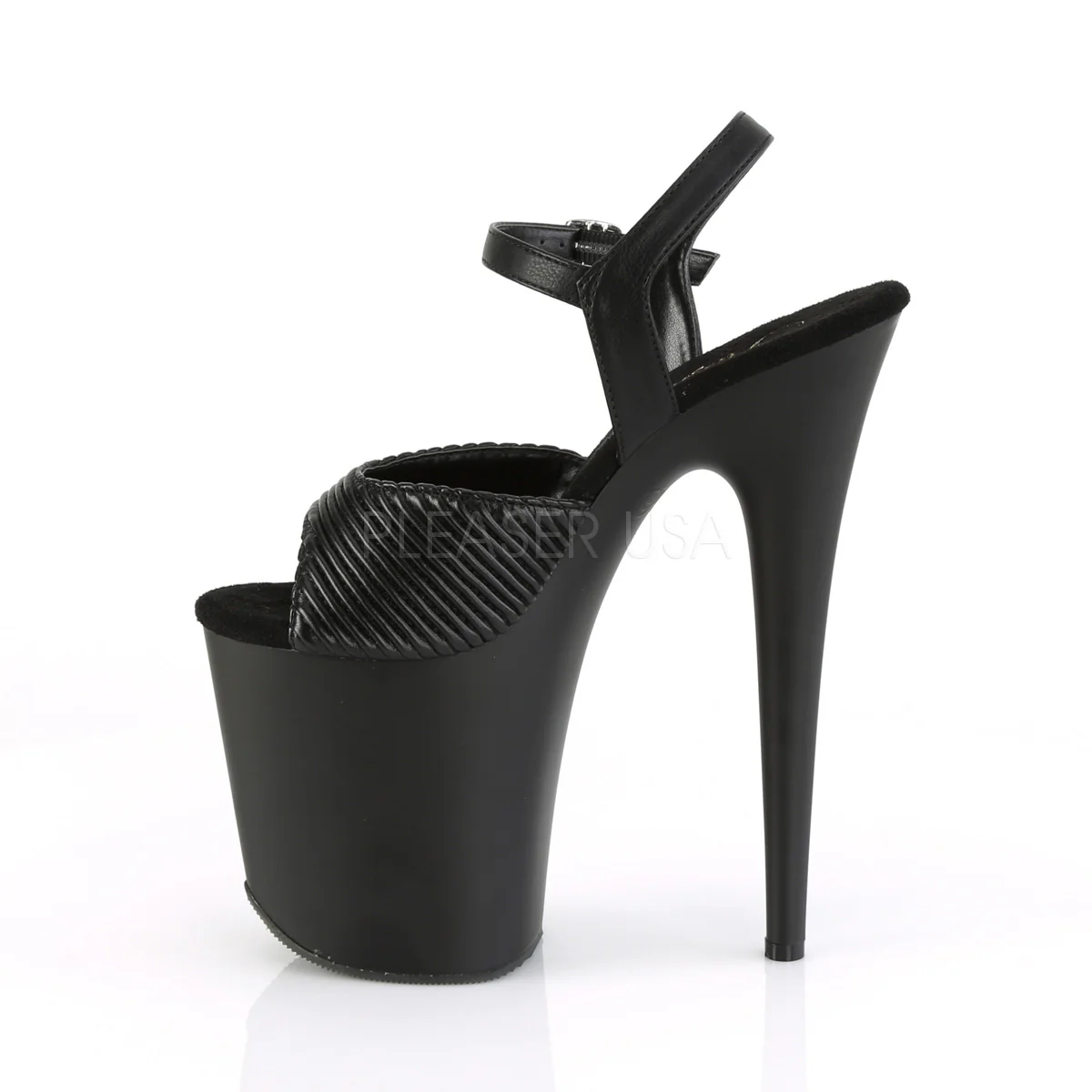 FLAMINGO-809  Black Quilted Faux Leather/Black Matte - Image 3
