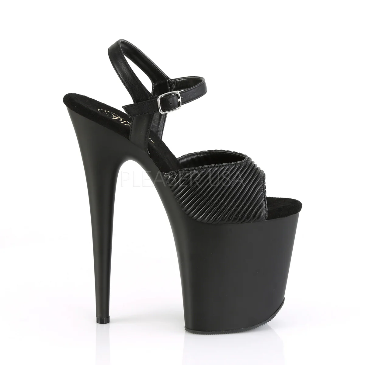 FLAMINGO-809  Black Quilted Faux Leather/Black Matte - Image 5