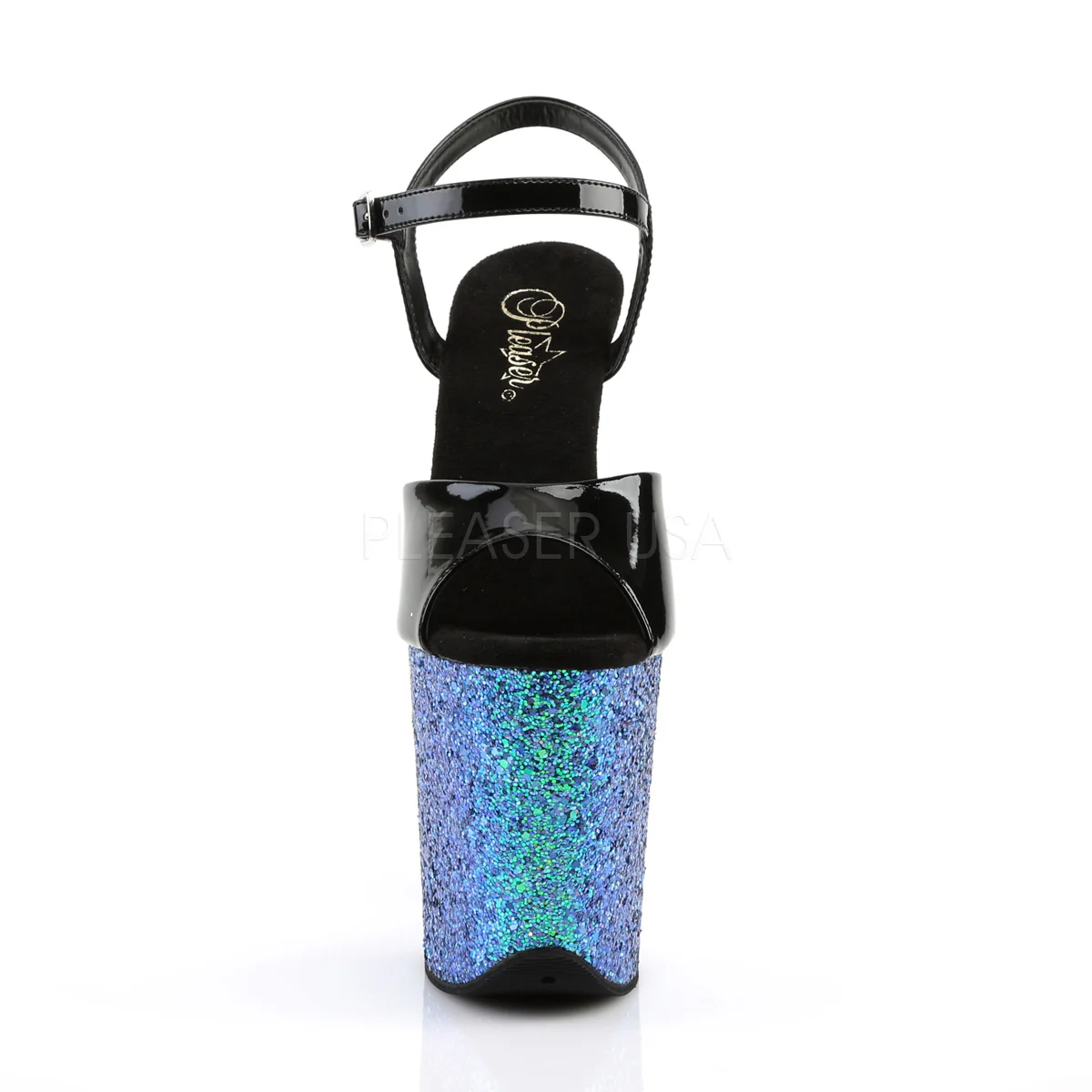 FLAMINGO-809LG Black Patent/Blue Multi Glitter - Image 2