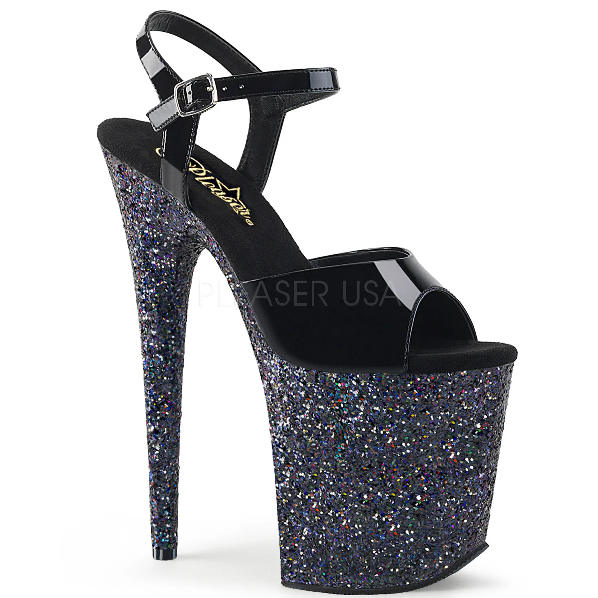 FLAMINGO-809LG Black Patent/Black Multi Glitter