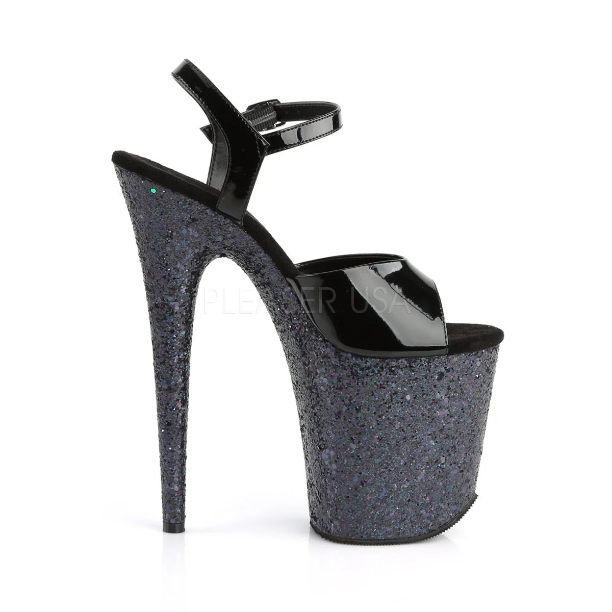 FLAMINGO-809LG Black Patent/Black Multi Glitter - Image 5