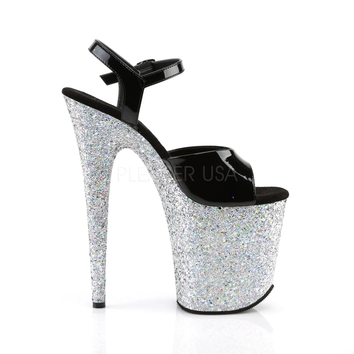 FLAMINGO-809LG Black Patent/Silver Multi Glitter - Image 5