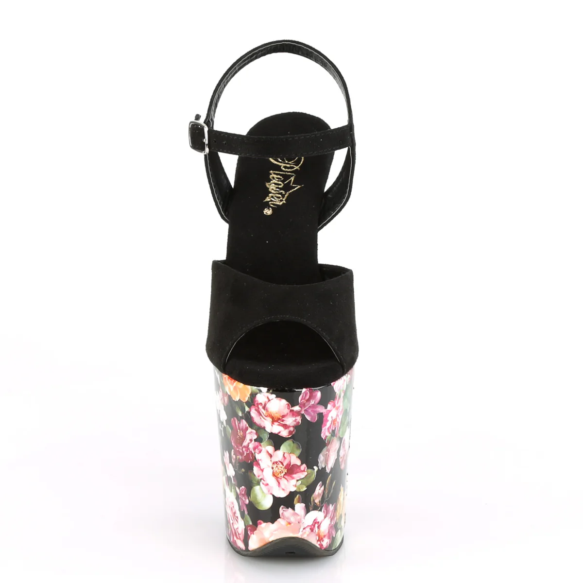 FLAMINGO-809WR Black Faux Suede/Flower Print Wrapped - Image 2