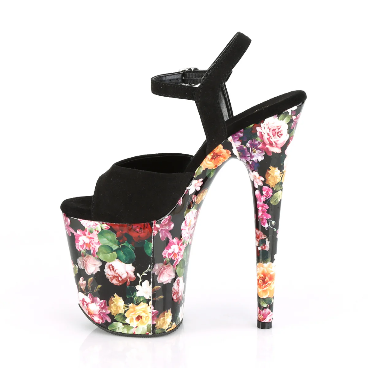 FLAMINGO-809WR Black Faux Suede/Flower Print Wrapped - Image 3