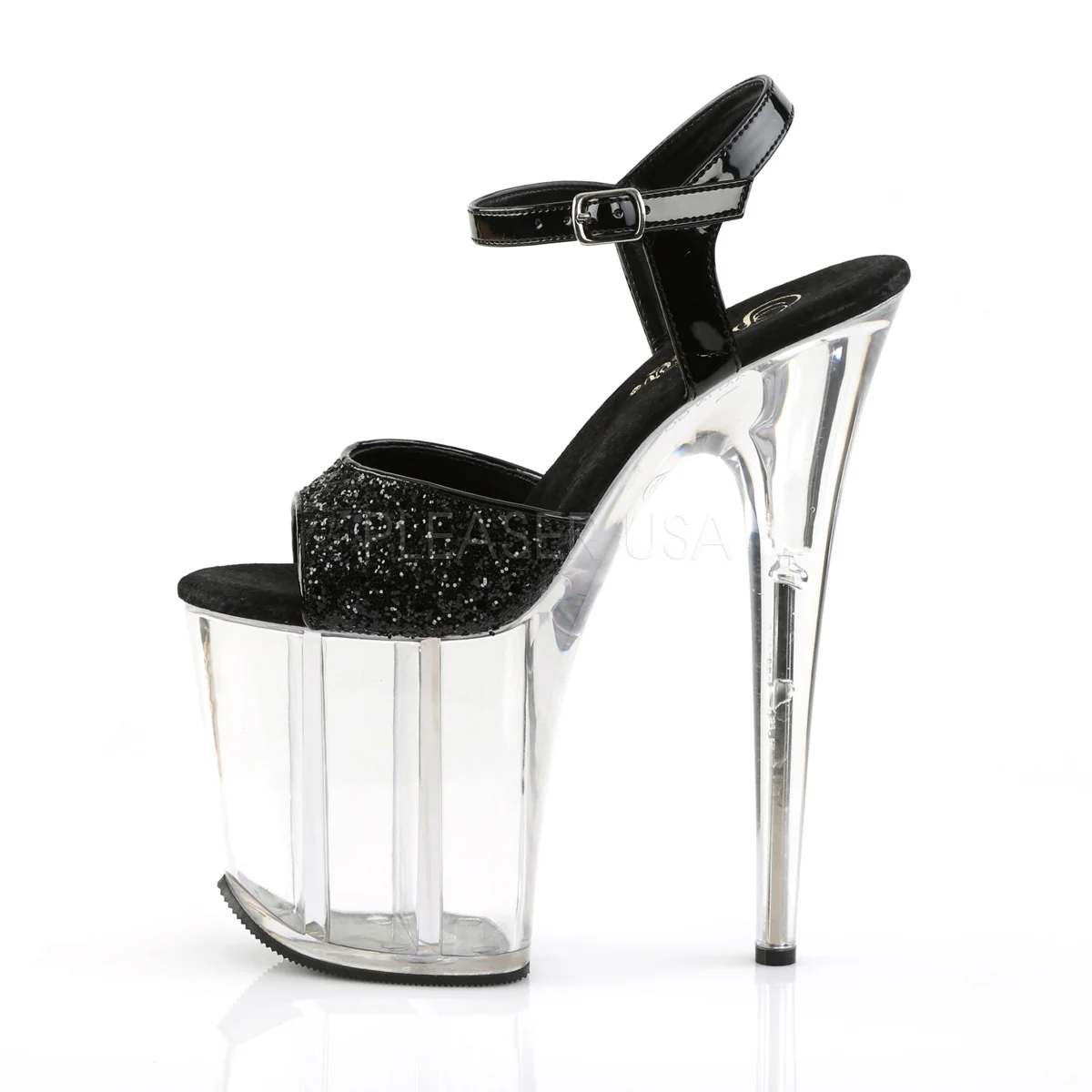 FLAMINGO-810  Black Glitter-Patent/Clear - Image 3