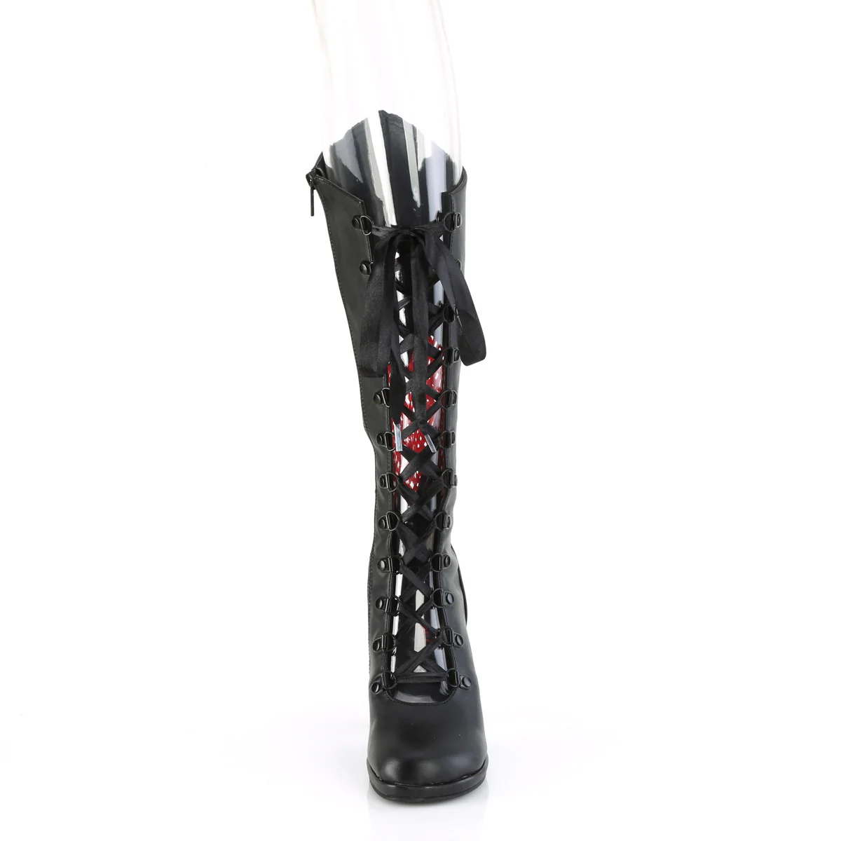 GLAM-243  Black Vegan Leather- Red Satin - Image 2
