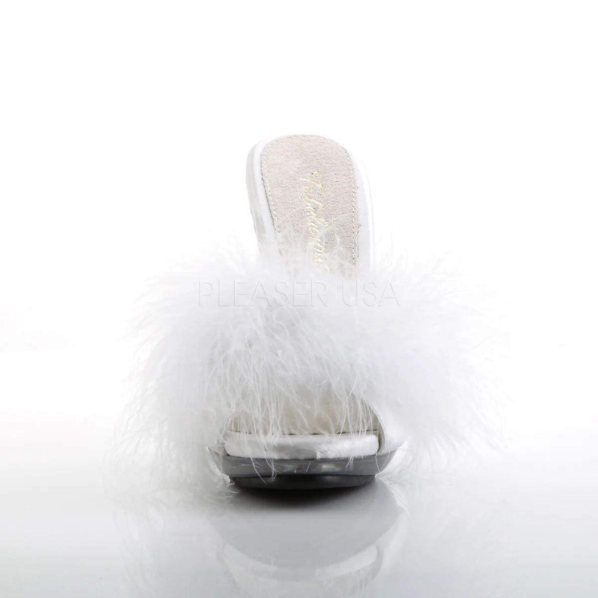 GLITZY-501-8 White Satin Fur/Clear - Image 2