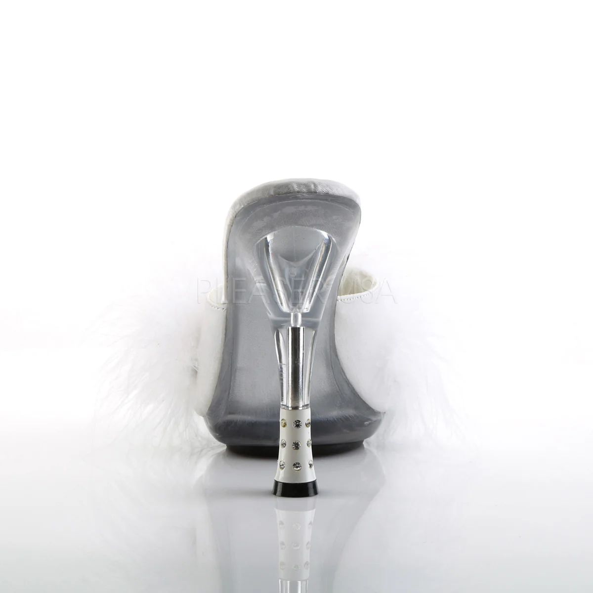 GLITZY-501-8 White Satin Fur/Clear - Image 4