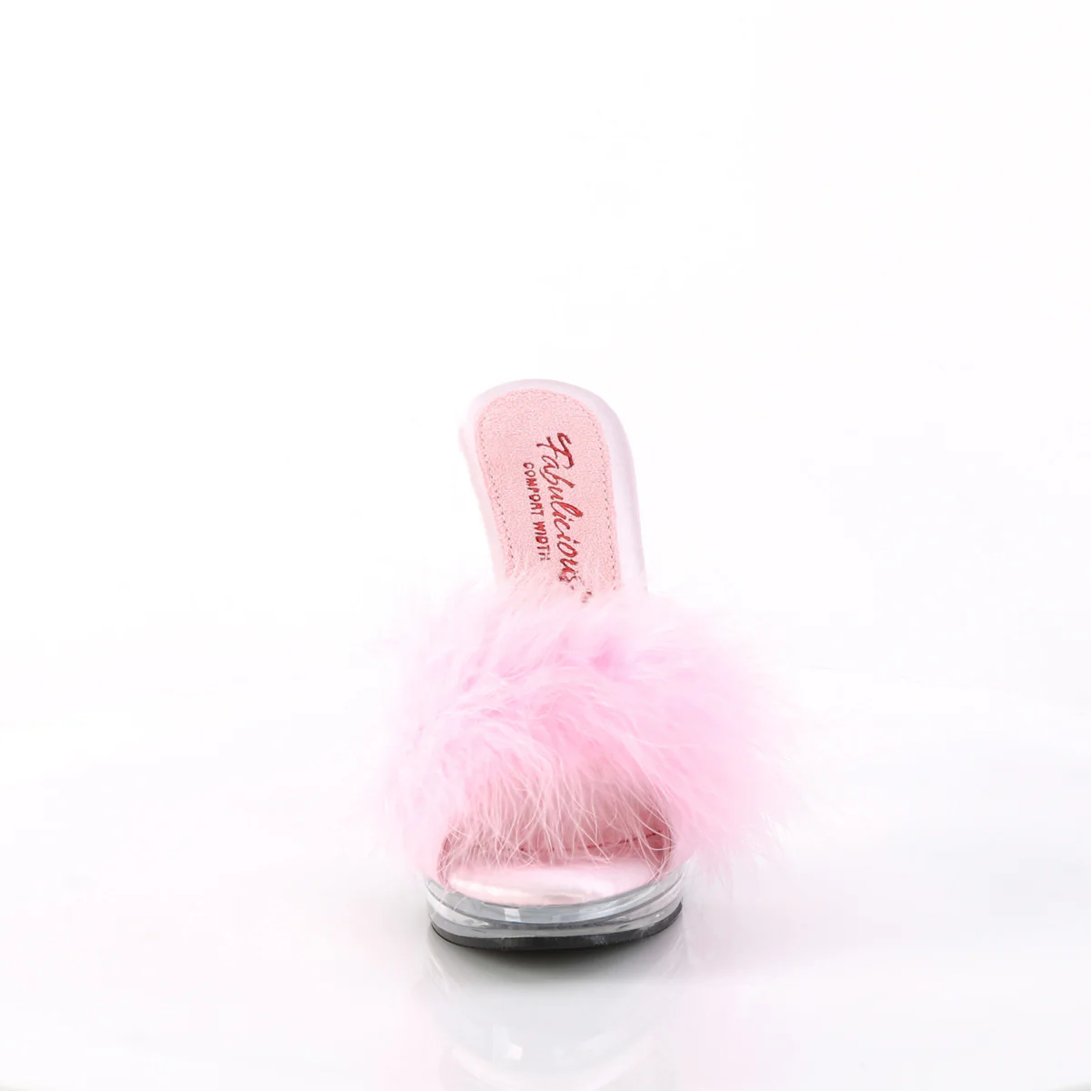 GLORY-501F-8  Baby Pink Faux Leather-Fur/Clear - Image 2