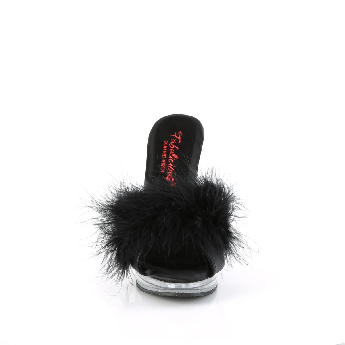 GLORY-501F-8 Black Faux Leather-Fur/Clear - Image 2