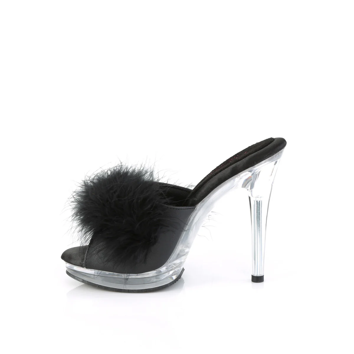 GLORY-501F-8 Black Faux Leather-Fur/Clear - Image 3