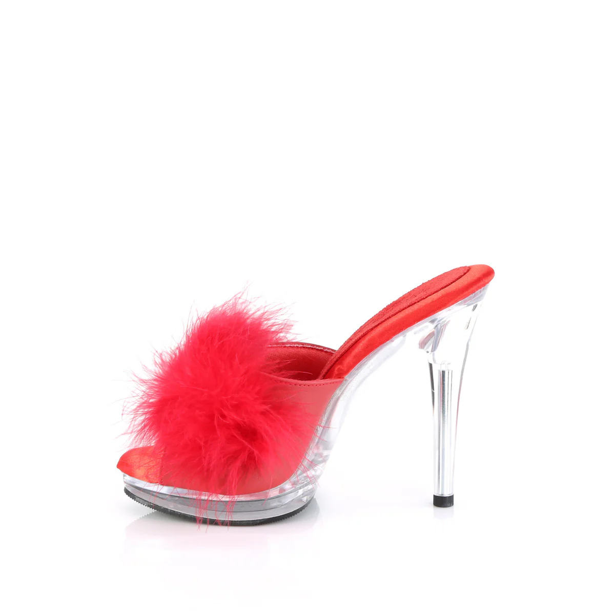 GLORY-501F-8  Red Faux Leather-Fur/Clear - Image 3