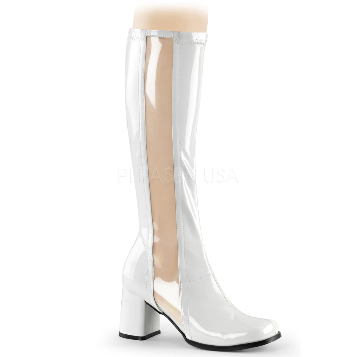 GOGO-303  White Str Patent-Clear Tpu