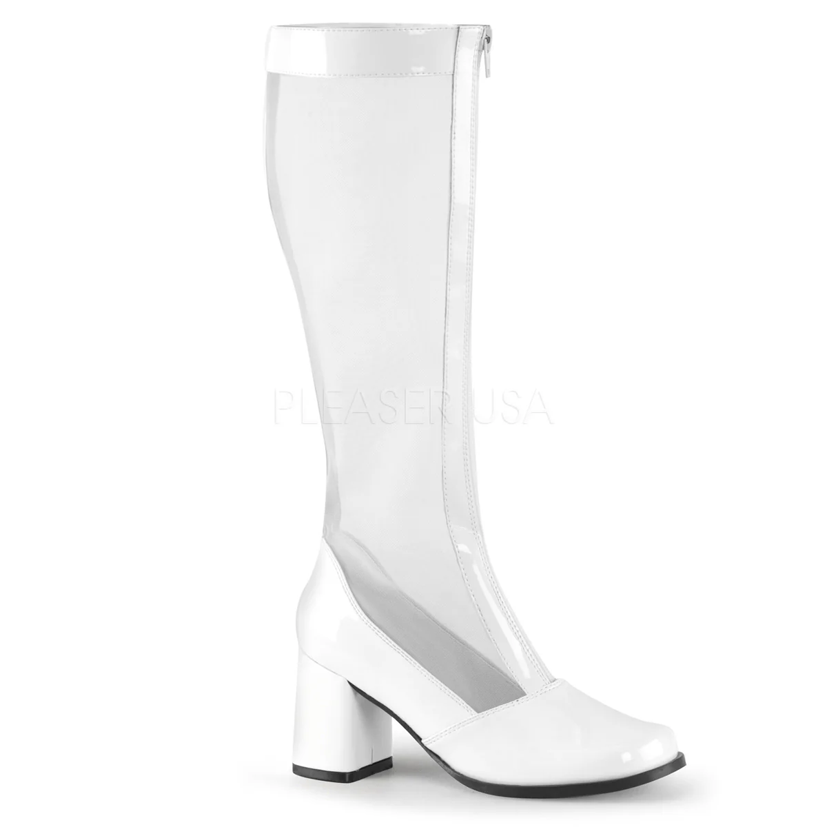 GOGO-307  White Str Patent-Mesh