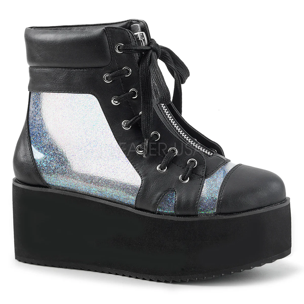 GRIP-102 Black Vegan Leather-Clear Hologram TPU