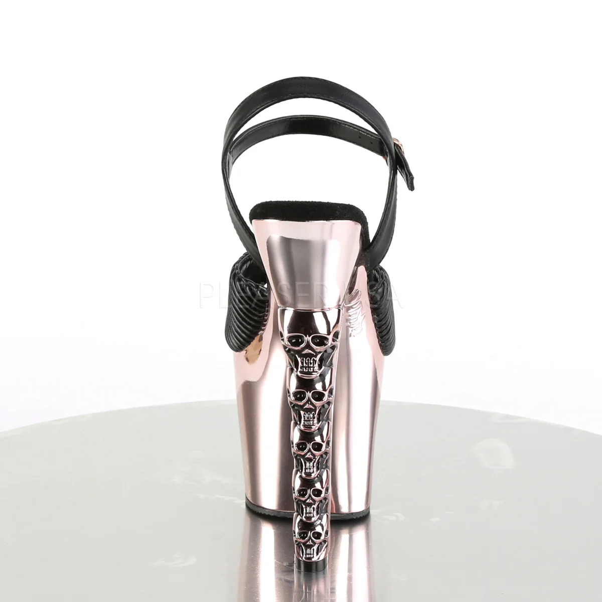 HEX-709  Black Quilted Faux Leather/Rose Gold Chrome - Image 3