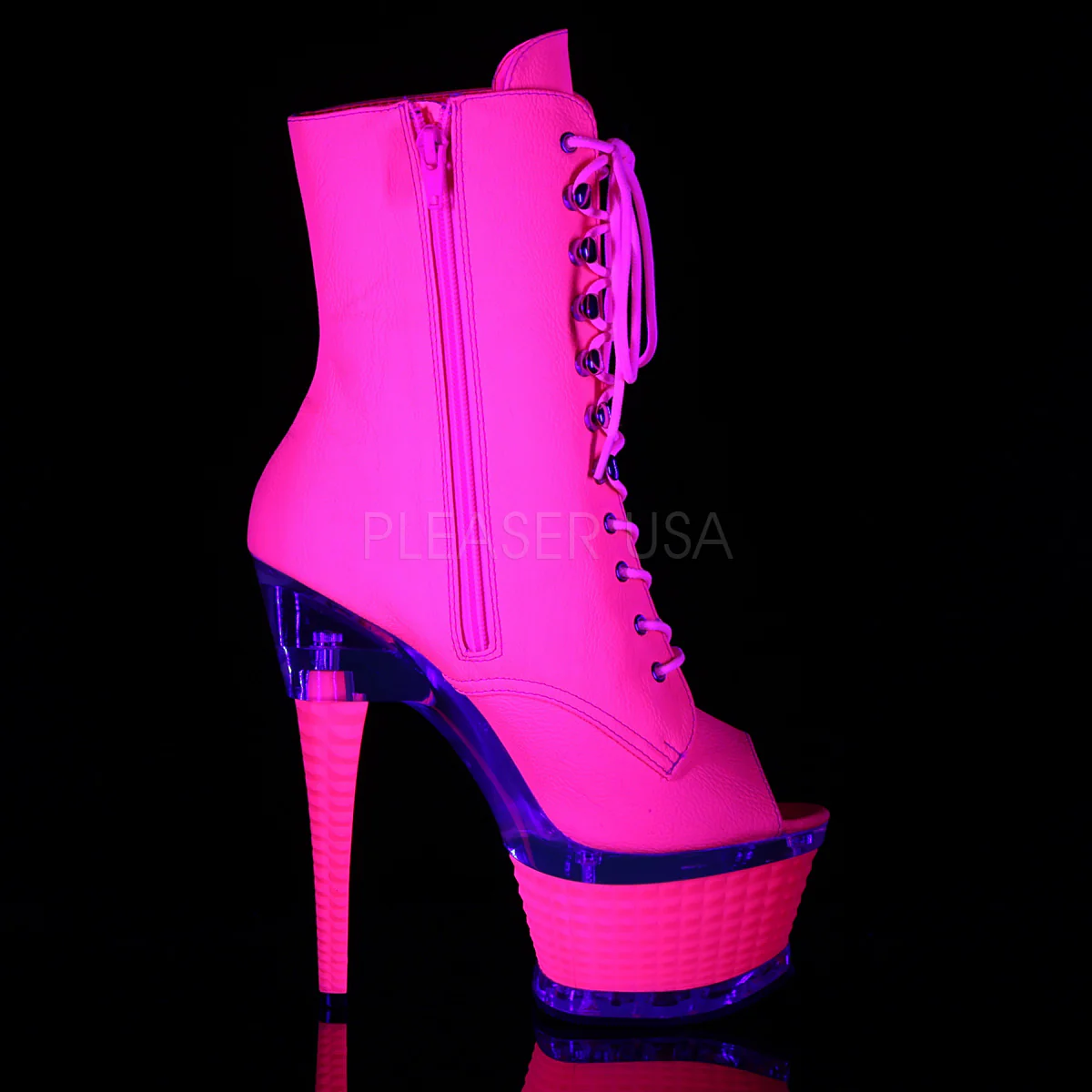 ILLUSION-1021  Neon Hot Pink Faux Le/Hot Pink Matte - Image 5