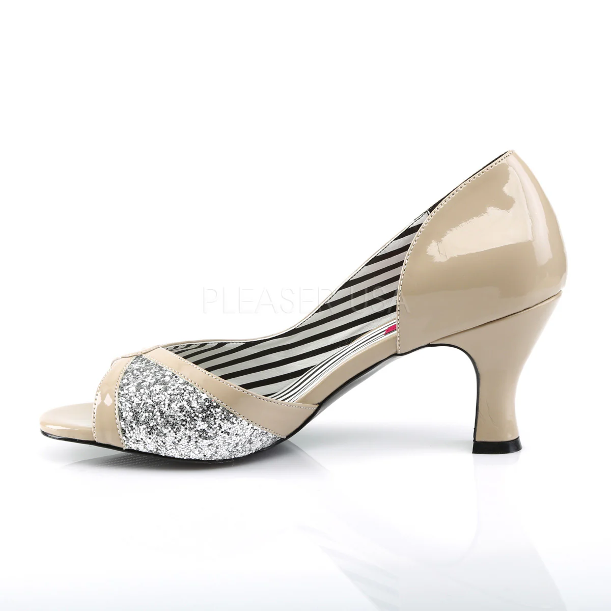 JENNA-03 Cream Patent-Silver Glitter - Image 3
