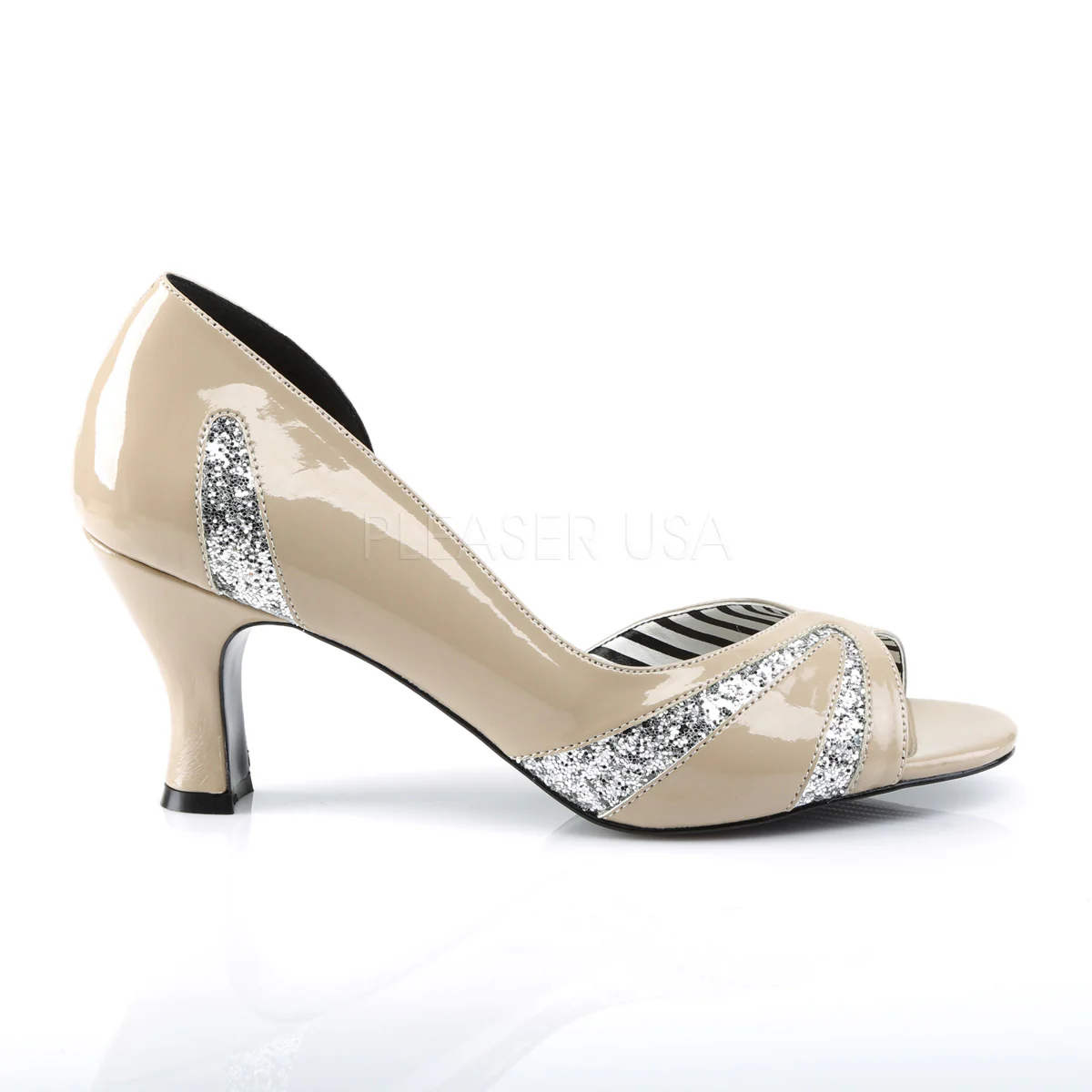 JENNA-03 Cream Patent-Silver Glitter - Image 5