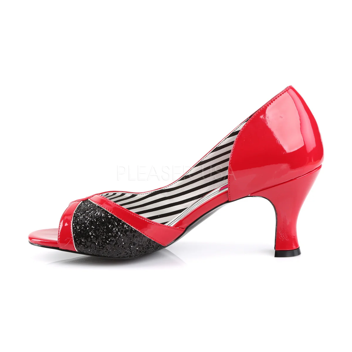 JENNA-03  Red Patent-Black Glitter - Image 3