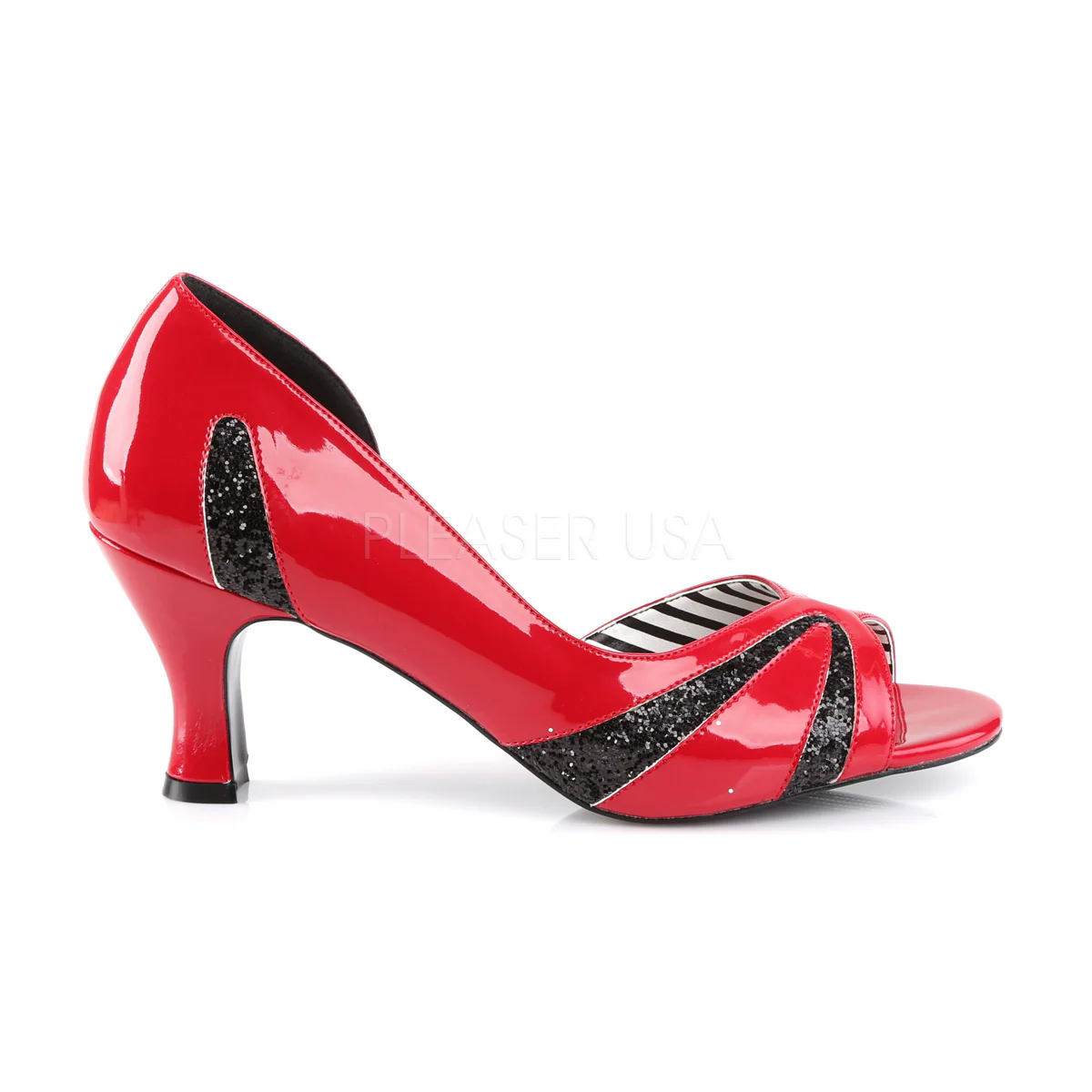 JENNA-03  Red Patent-Black Glitter - Image 5