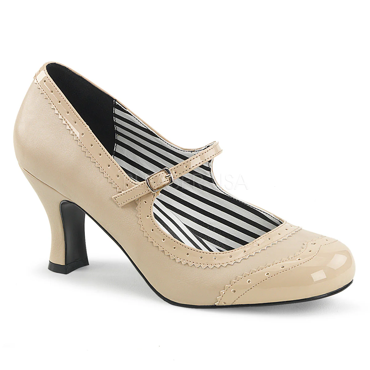 JENNA-06 Cream Faux Leather-Patent
