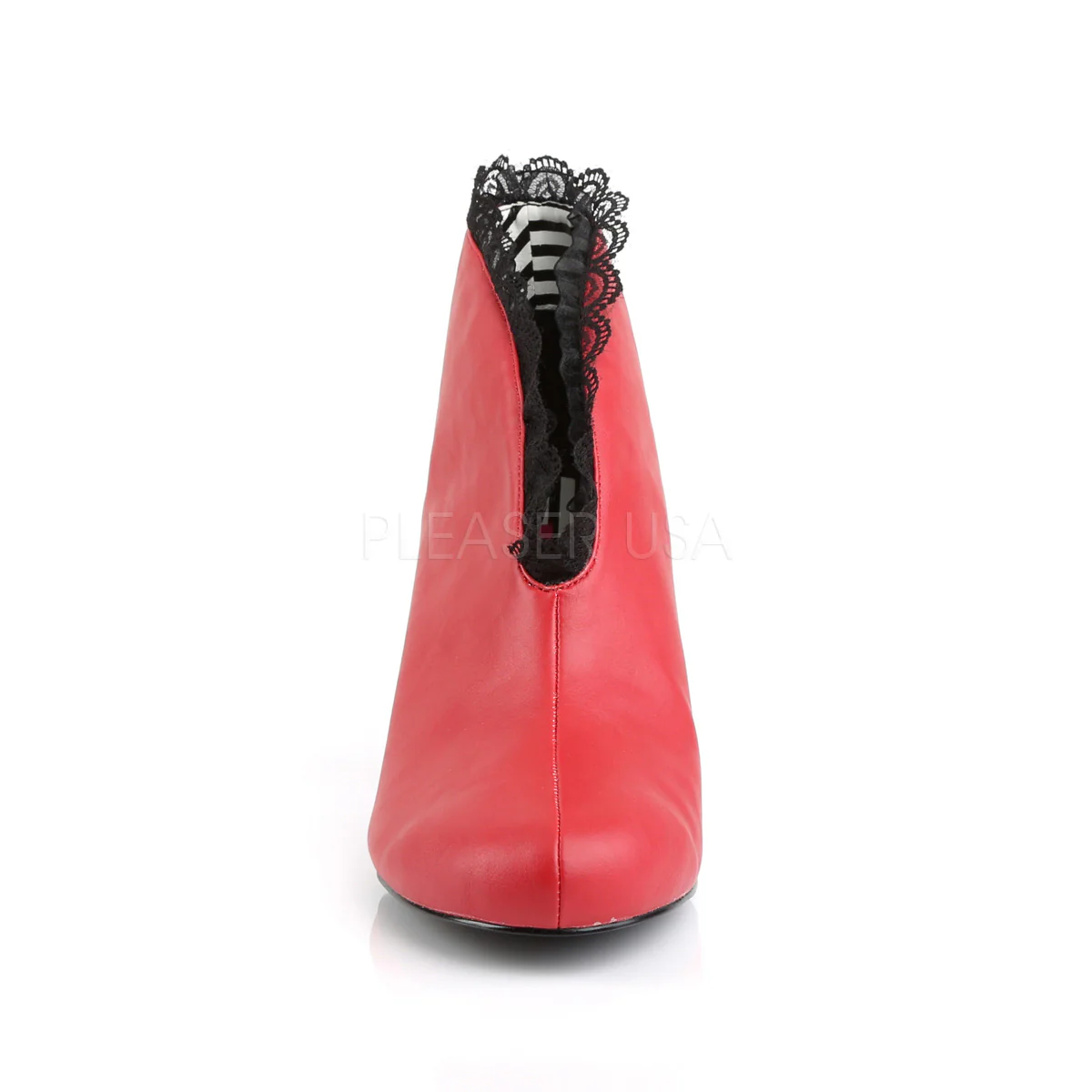 JENNA-105  Red Fuax Leather-Black Lace - Image 2