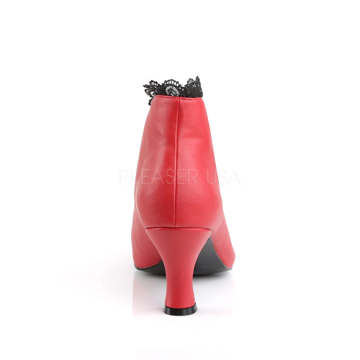 JENNA-105  Red Fuax Leather-Black Lace - Image 4